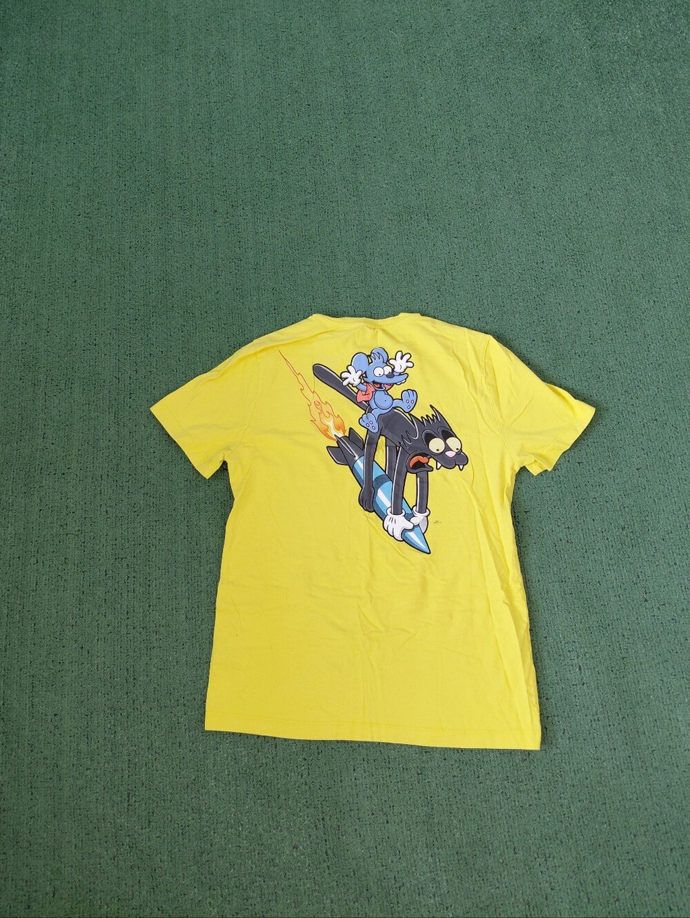 The Simpsons The Itchy & Scratchy Show Funny Cartoon Yellow T Shirt Sz Small